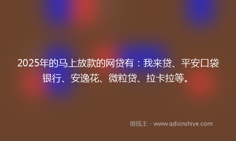 2025年的马上放款的网贷有：我来贷、平安口袋银行、安逸花、微粒贷、拉卡拉等。