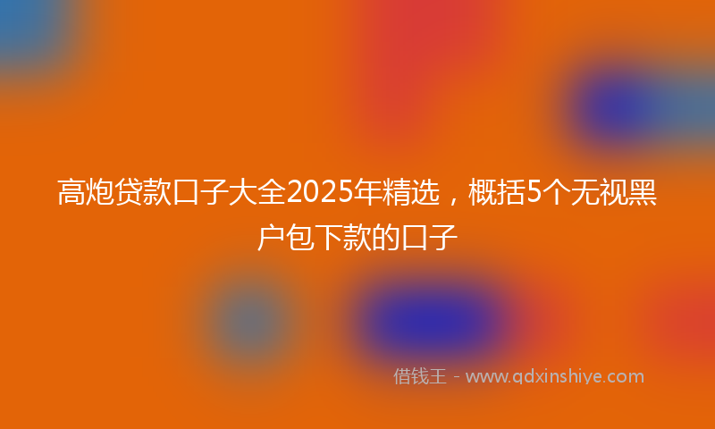 高炮贷款口子大全2025年精选，概括5个无视黑户包下款的口子