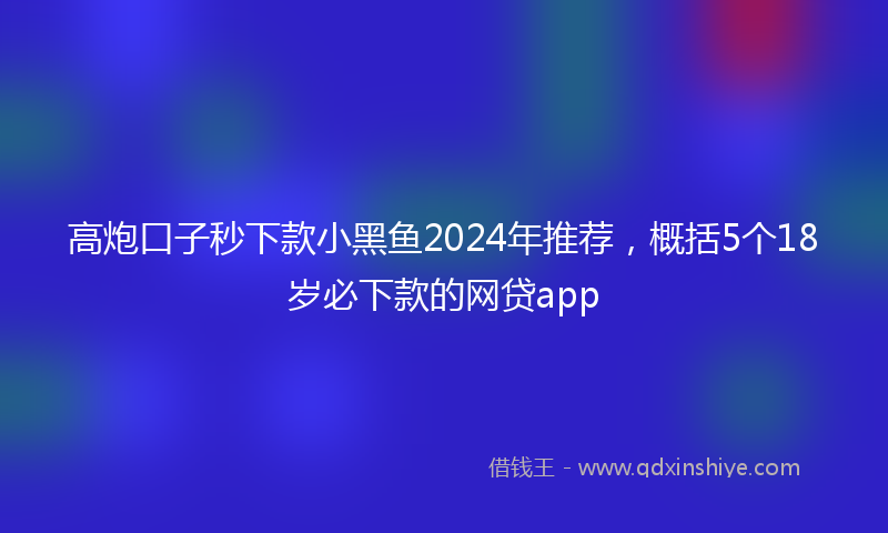 高炮口子秒下款小黑鱼2024年推荐，概括5个18岁必下款的网贷app