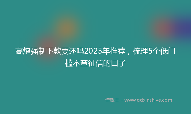 高炮强制下款要还吗2025年推荐，梳理5个低门槛不查征信的口子