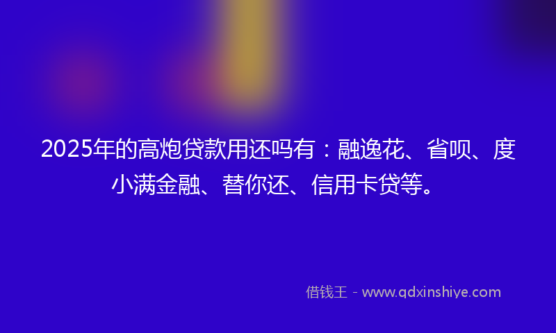 2025年的高炮贷款用还吗有：融逸花、省呗、度小满金融、替你还、信用卡贷等。