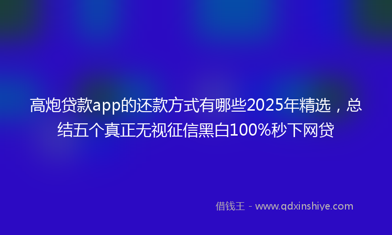 高炮贷款app的还款方式有哪些2025年精选，总结五个真正无视征信黑白100%秒下网贷