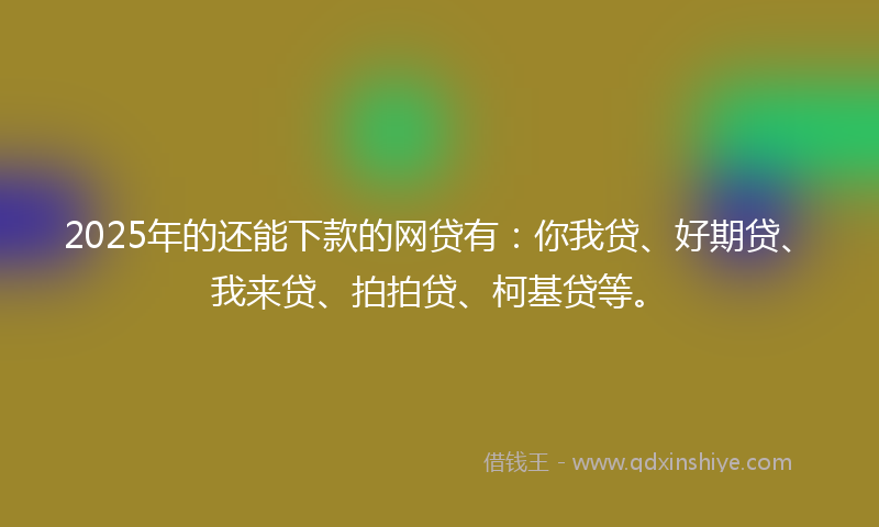 2025年的还能下款的网贷有：你我贷、好期贷、我来贷、拍拍贷、柯基贷等。