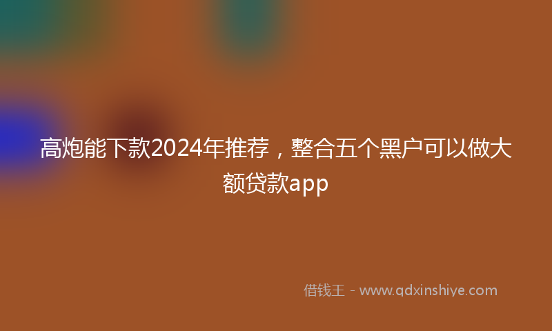 高炮能下款2024年推荐，整合五个黑户可以做大额贷款app