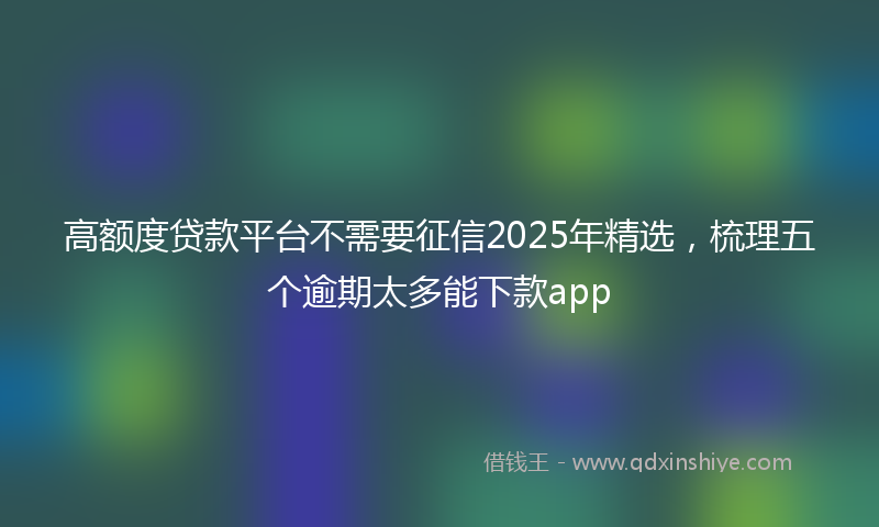 高额度贷款平台不需要征信2025年精选，梳理五个逾期太多能下款app