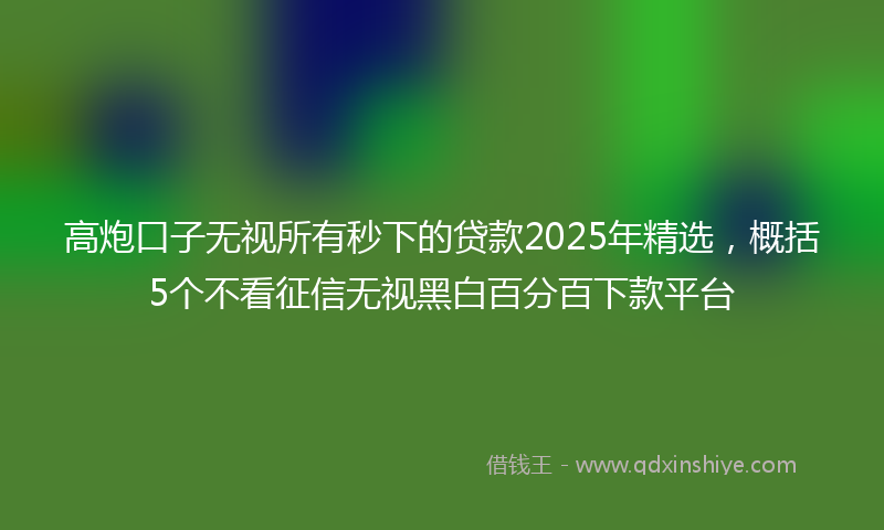 高炮口子无视所有秒下的贷款2025年精选，概括5个不看征信无视黑白百分百下款平台