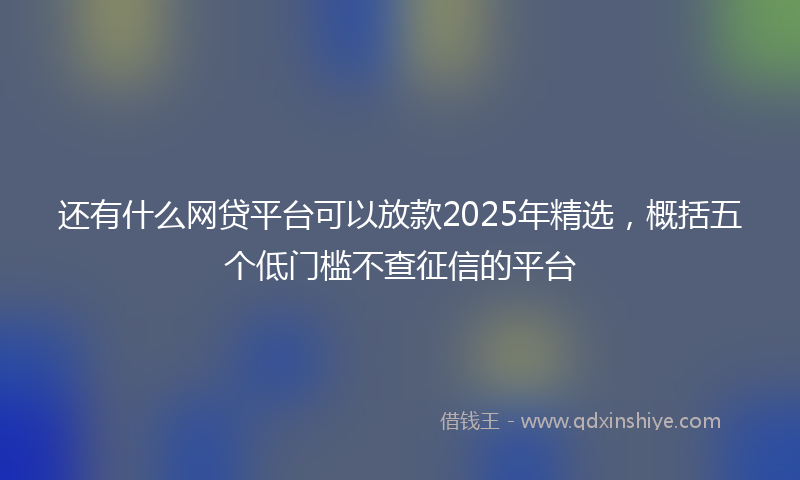 还有什么网贷平台可以放款2025年精选，概括五个低门槛不查征信的平台