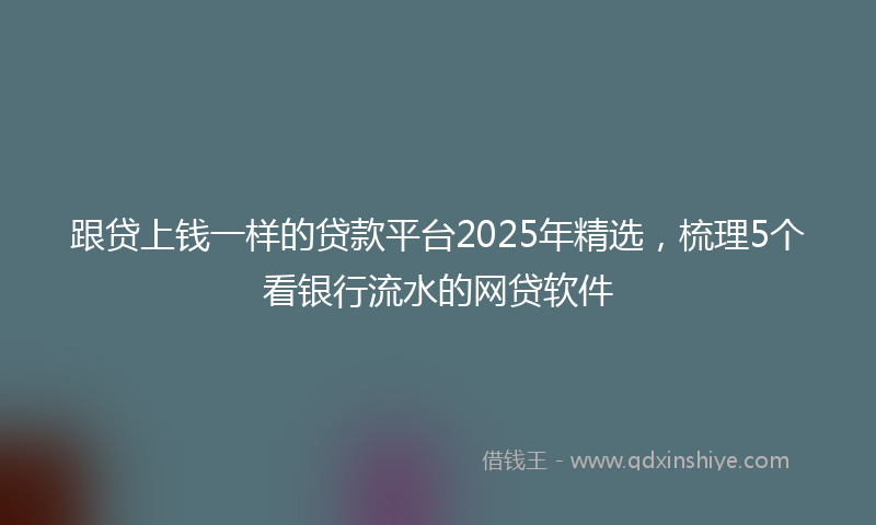 跟贷上钱一样的贷款平台2025年精选，梳理5个看银行流水的网贷软件