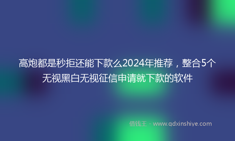 高炮都是秒拒还能下款么2024年推荐，整合5个无视黑白无视征信申请就下款的软件