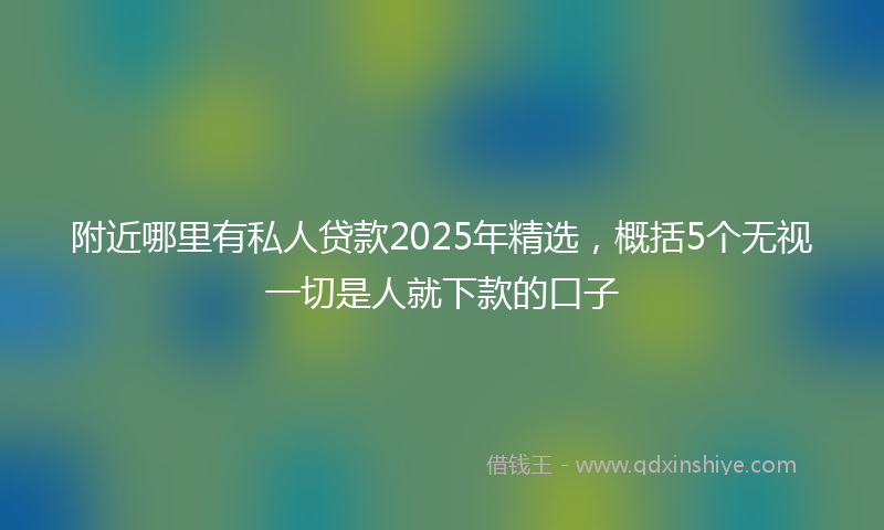 附近哪里有私人贷款2025年精选，概括5个无视一切是人就下款的口子