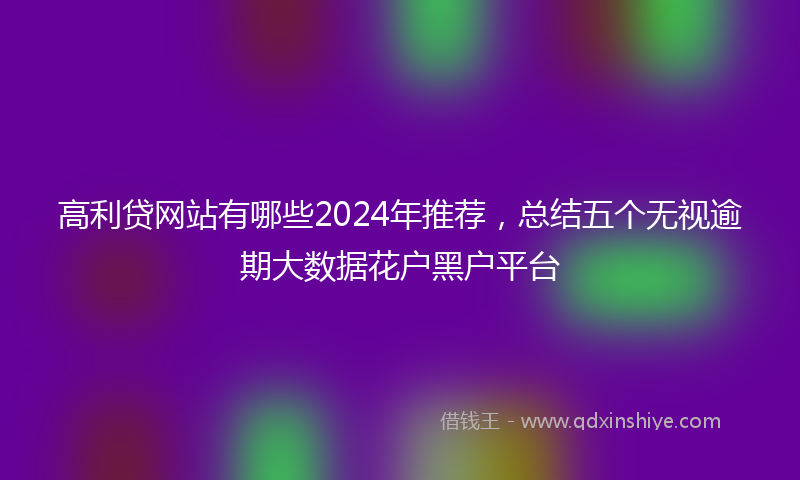 高利贷网站有哪些2024年推荐，总结五个无视逾期大数据花户黑户平台