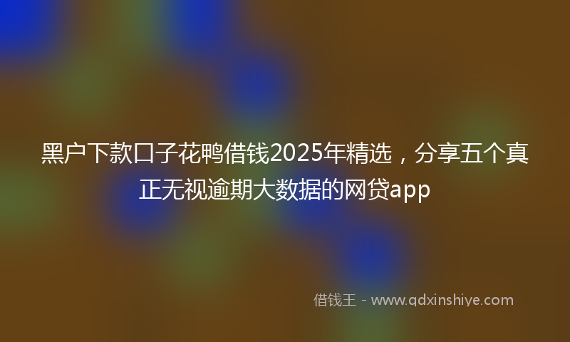 黑户下款口子花鸭借钱2025年精选，分享五个真正无视逾期大数据的网贷app