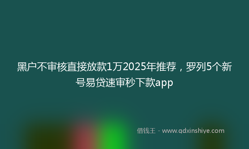 黑户不审核直接放款1万2025年推荐，罗列5个新号易贷速审秒下款app