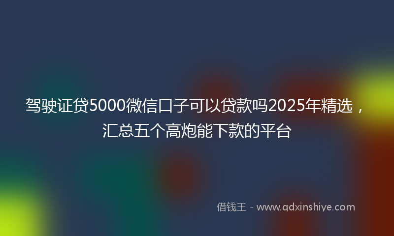 驾驶证贷5000微信口子可以贷款吗2025年精选，汇总五个高炮能下款的平台