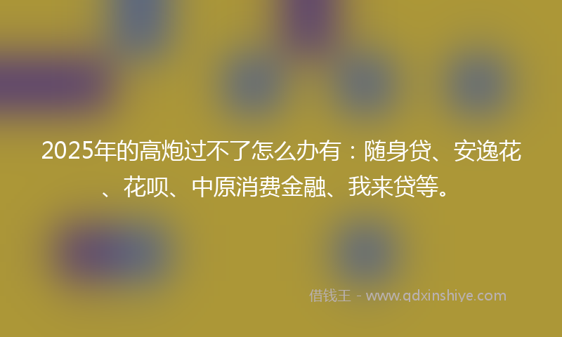 2025年的高炮过不了怎么办有：随身贷、安逸花、花呗、中原消费金融、我来贷等。