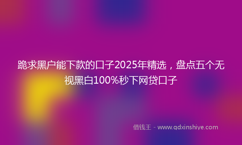 跪求黑户能下款的口子2025年精选，盘点五个无视黑白100%秒下网贷口子