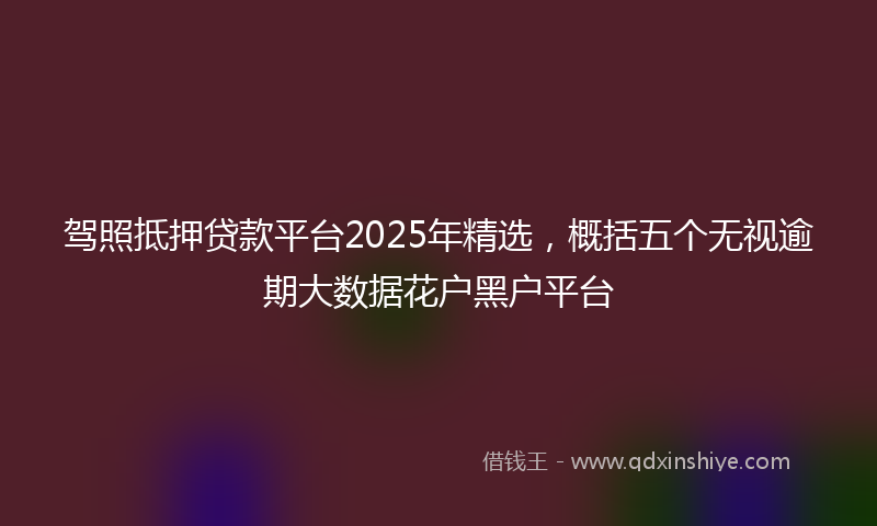 驾照抵押贷款平台2025年精选，概括五个无视逾期大数据花户黑户平台