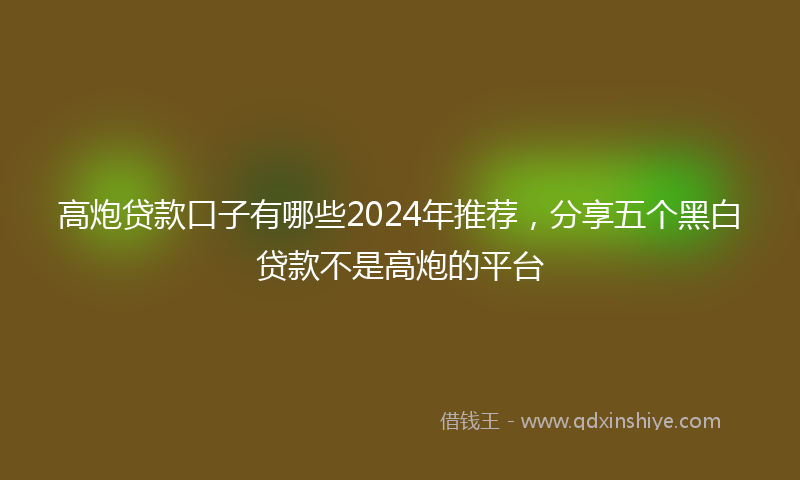 高炮贷款口子有哪些2024年推荐，分享五个黑白贷款不是高炮的平台