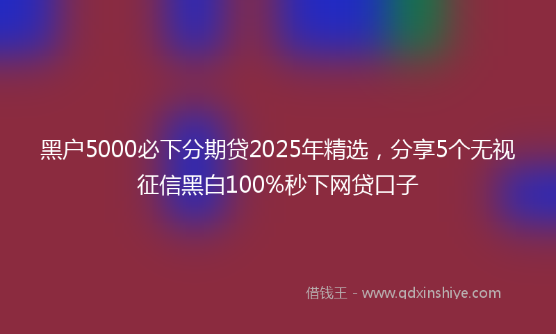 黑户5000必下分期贷2025年精选，分享5个无视征信黑白100%秒下网贷口子