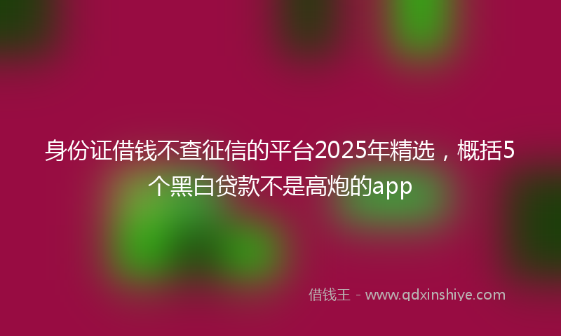 身份证借钱不查征信的平台2025年精选，概括5个黑白贷款不是高炮的app
