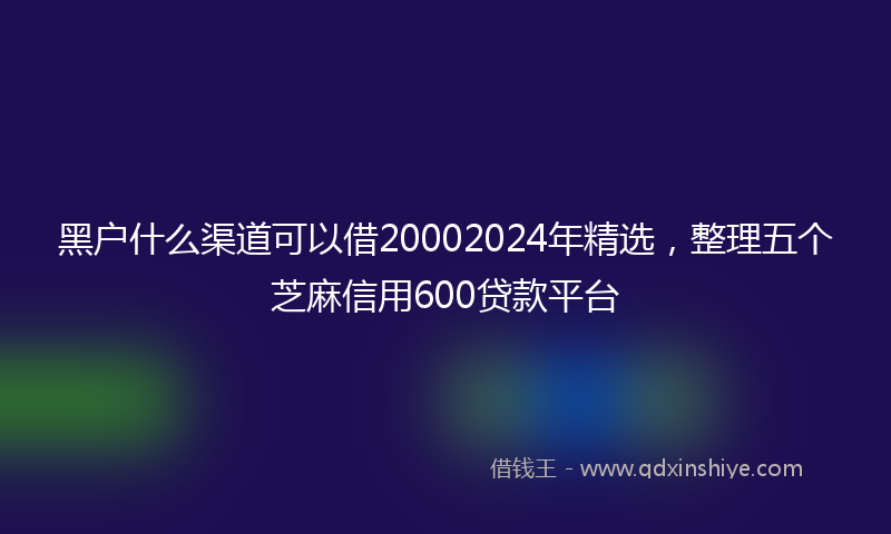 黑户什么渠道可以借20002024年精选，整理五个芝麻信用600贷款平台