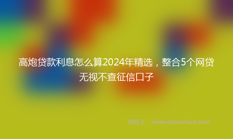 高炮贷款利息怎么算2024年精选，整合5个网贷无视不查征信口子