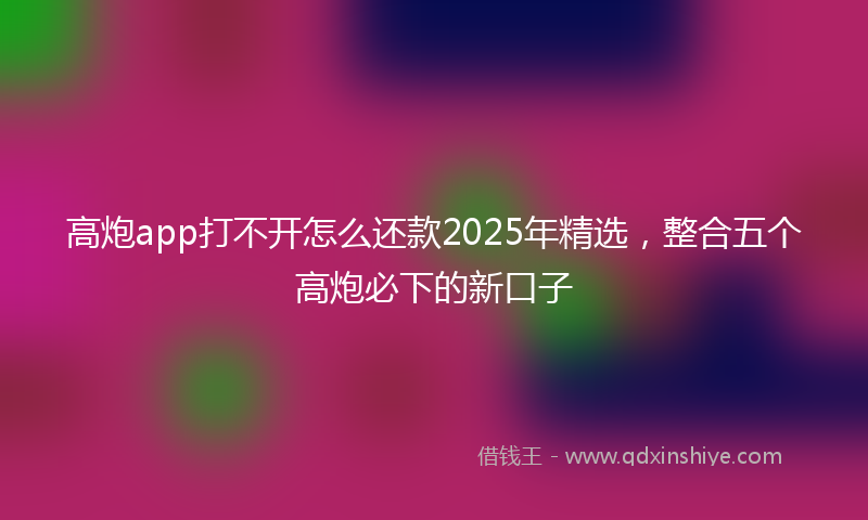 高炮app打不开怎么还款2025年精选，整合五个高炮必下的新口子