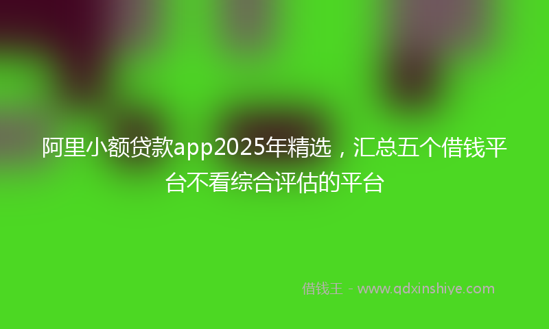 阿里小额贷款app2025年精选，汇总五个借钱平台不看综合评估的平台