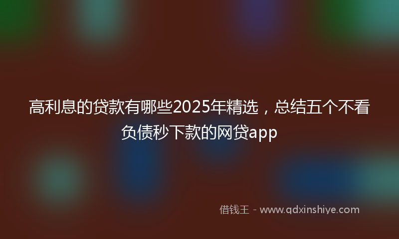 高利息的贷款有哪些2025年精选，总结五个不看负债秒下款的网贷app