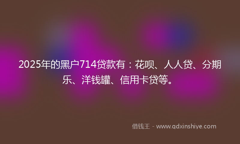 2025年的黑户714贷款有：花呗、人人贷、分期乐、洋钱罐、信用卡贷等。