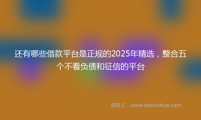 还有哪些借款平台是正规的2025年精选，整合五个不看负债和征信的平台