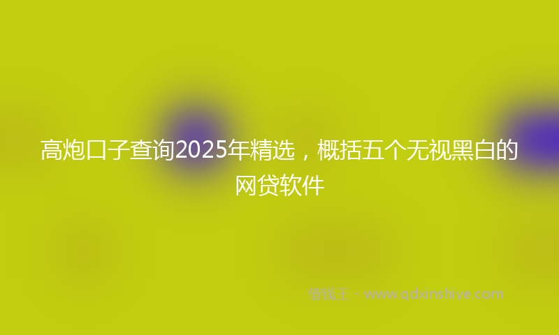 高炮口子查询2025年精选，概括五个无视黑白的网贷软件
