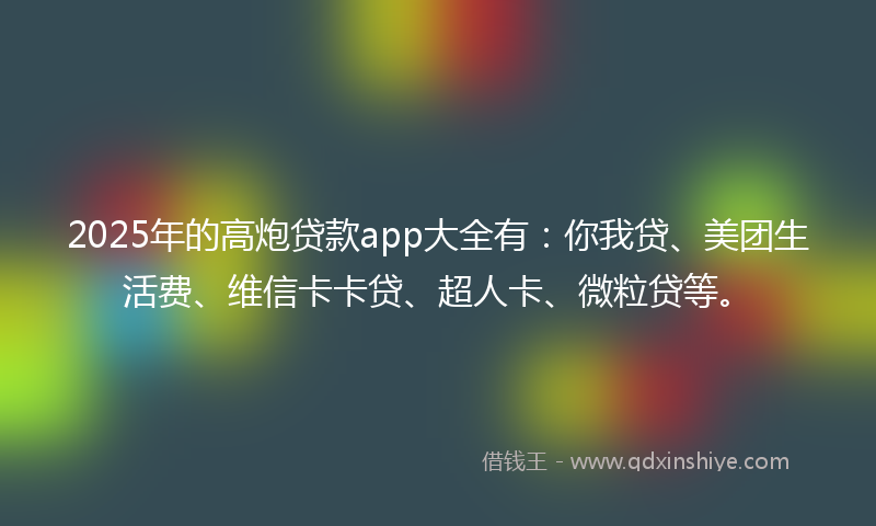 2025年的高炮贷款app大全有：你我贷、美团生活费、维信卡卡贷、超人卡、微粒贷等。