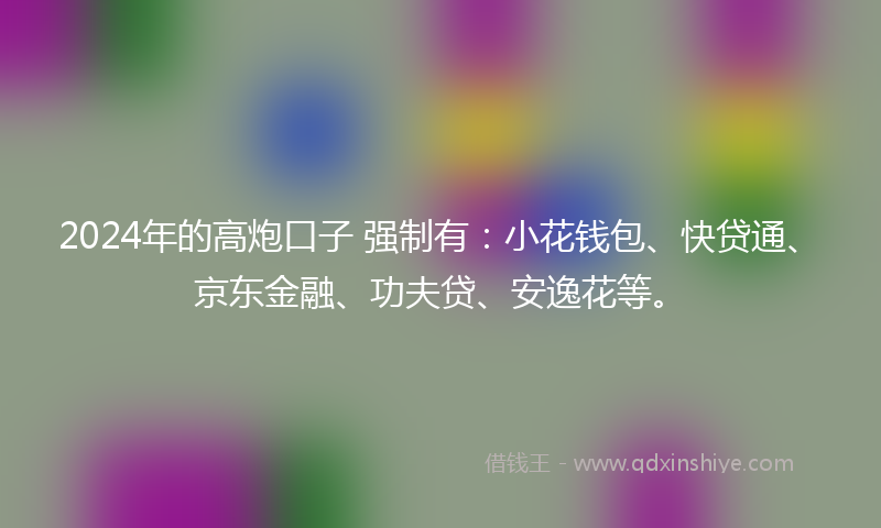 2024年的高炮口子 强制有：小花钱包、快贷通、京东金融、功夫贷、安逸花等。