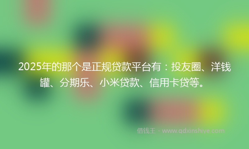 2025年的那个是正规贷款平台有：投友圈、洋钱罐、分期乐、小米贷款、信用卡贷等。