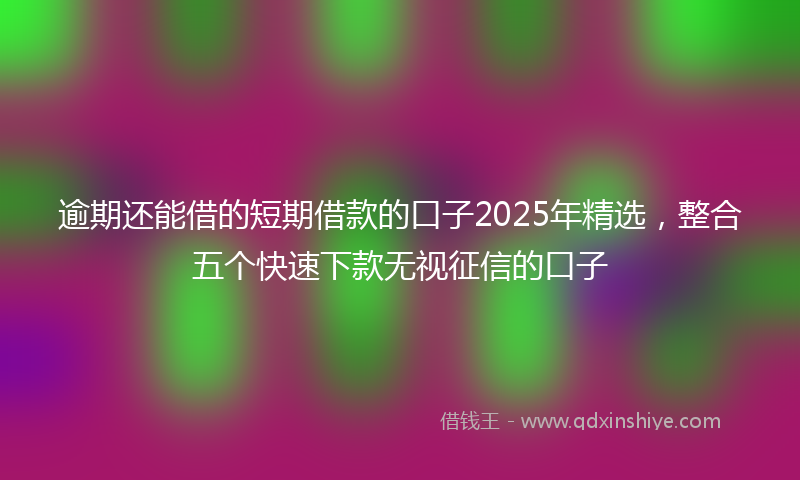 逾期还能借的短期借款的口子2025年精选，整合五个快速下款无视征信的口子