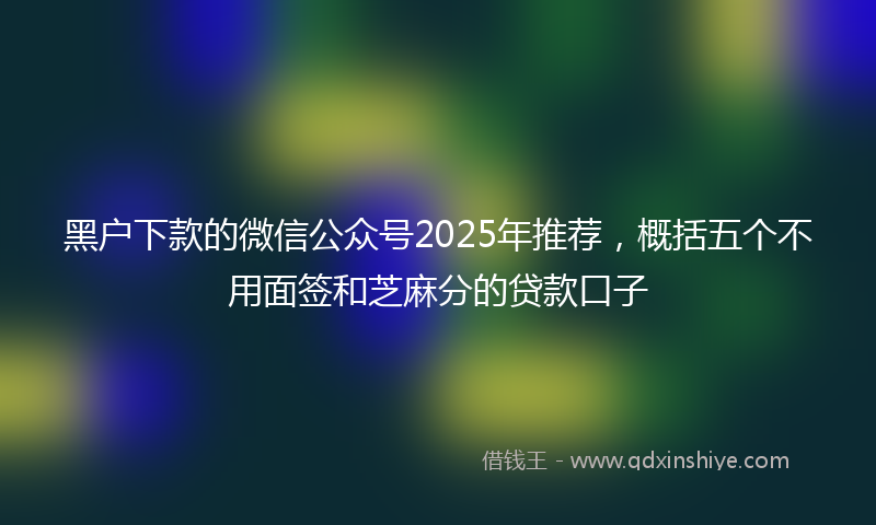 黑户下款的微信公众号2025年推荐，概括五个不用面签和芝麻分的贷款口子