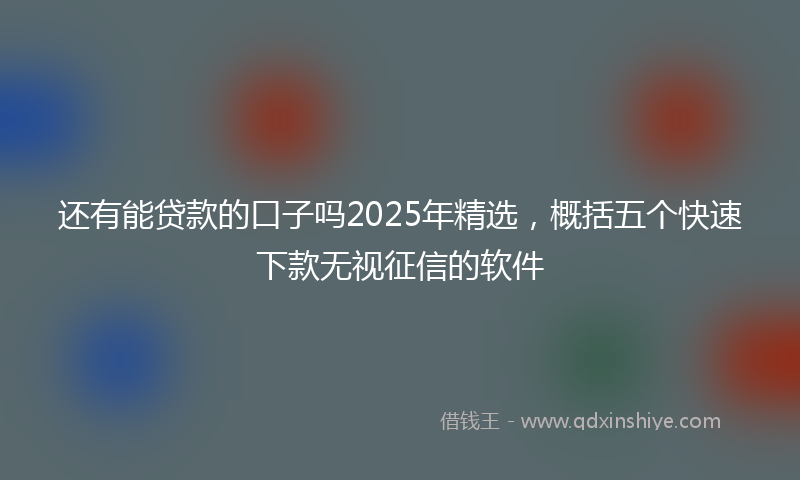 还有能贷款的口子吗2025年精选，概括五个快速下款无视征信的软件