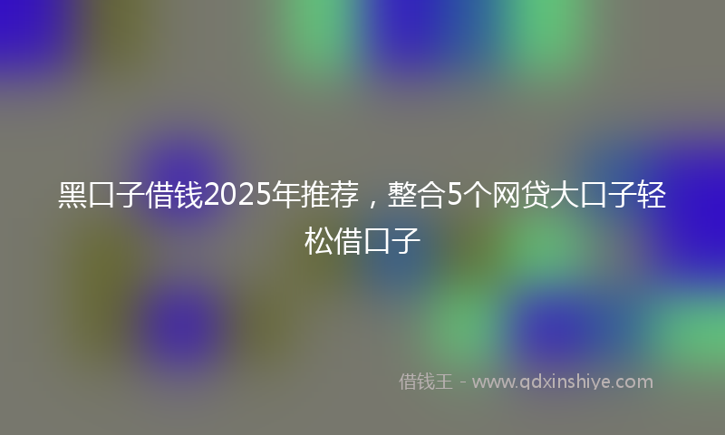 黑口子借钱2025年推荐，整合5个网贷大口子轻松借口子