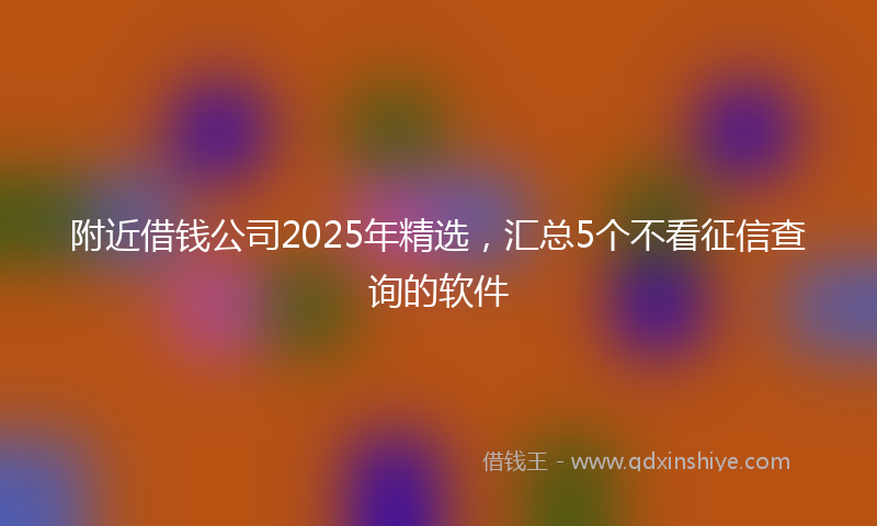 附近借钱公司2025年精选，汇总5个不看征信查询的软件