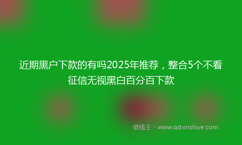 近期黑户下款的有吗2025年推荐，整合5个不看征信无视黑白百分百下款