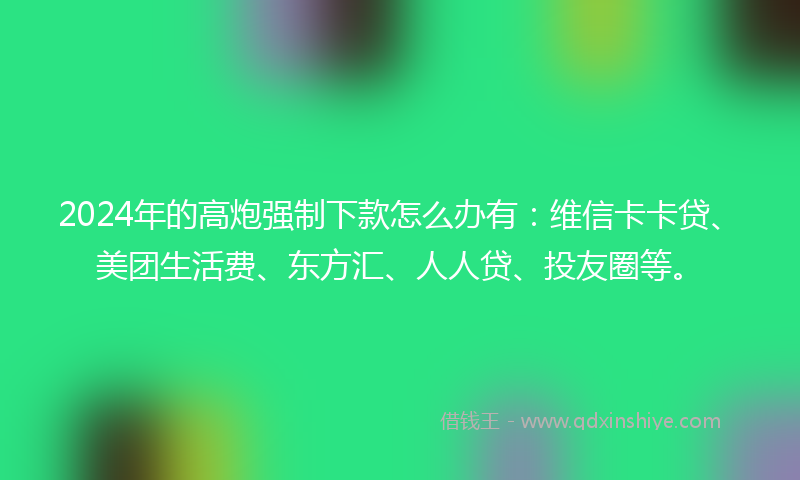 2024年的高炮强制下款怎么办有：维信卡卡贷、美团生活费、东方汇、人人贷、投友圈等。