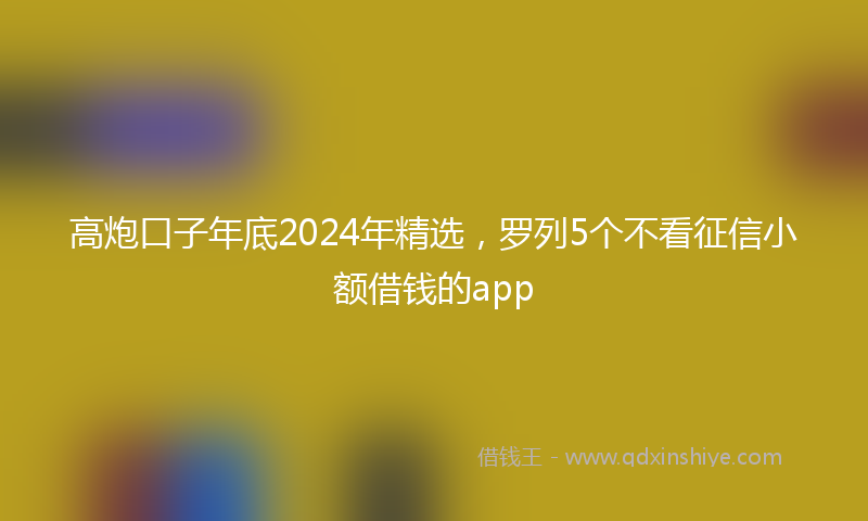 高炮口子年底2024年精选，罗列5个不看征信小额借钱的app