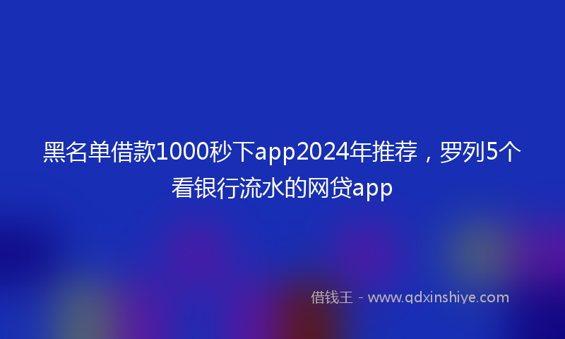 黑名单借款1000秒下app2024年推荐，罗列5个看银行流水的网贷app