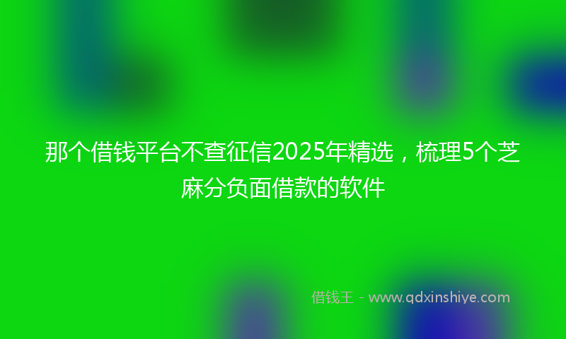那个借钱平台不查征信2025年精选，梳理5个芝麻分负面借款的软件