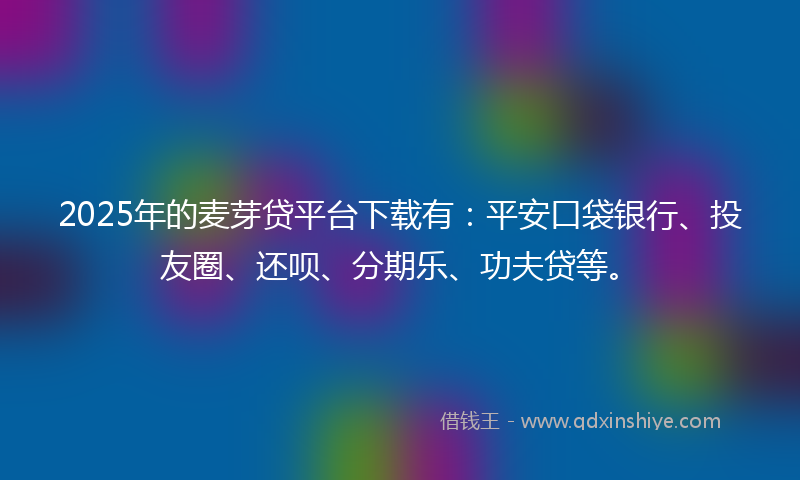 2025年的麦芽贷平台下载有：平安口袋银行、投友圈、还呗、分期乐、功夫贷等。
