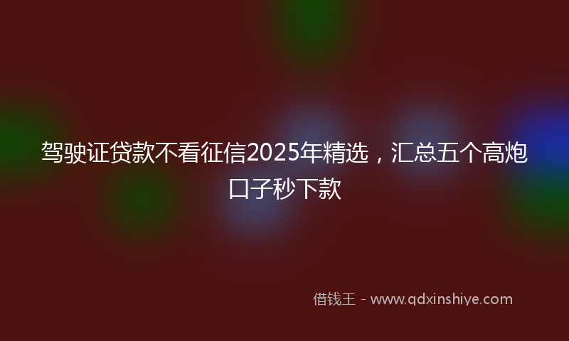 驾驶证贷款不看征信2025年精选，汇总五个高炮口子秒下款