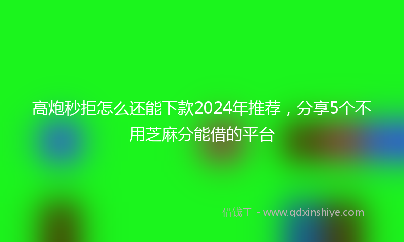 高炮秒拒怎么还能下款2024年推荐，分享5个不用芝麻分能借的平台