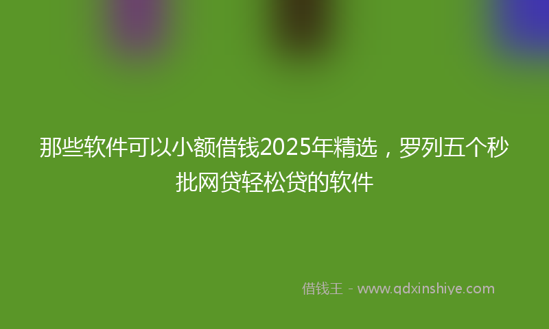那些软件可以小额借钱2025年精选，罗列五个秒批网贷轻松贷的软件