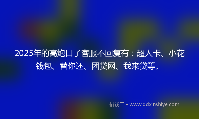 2025年的高炮口子客服不回复有：超人卡、小花钱包、替你还、团贷网、我来贷等。